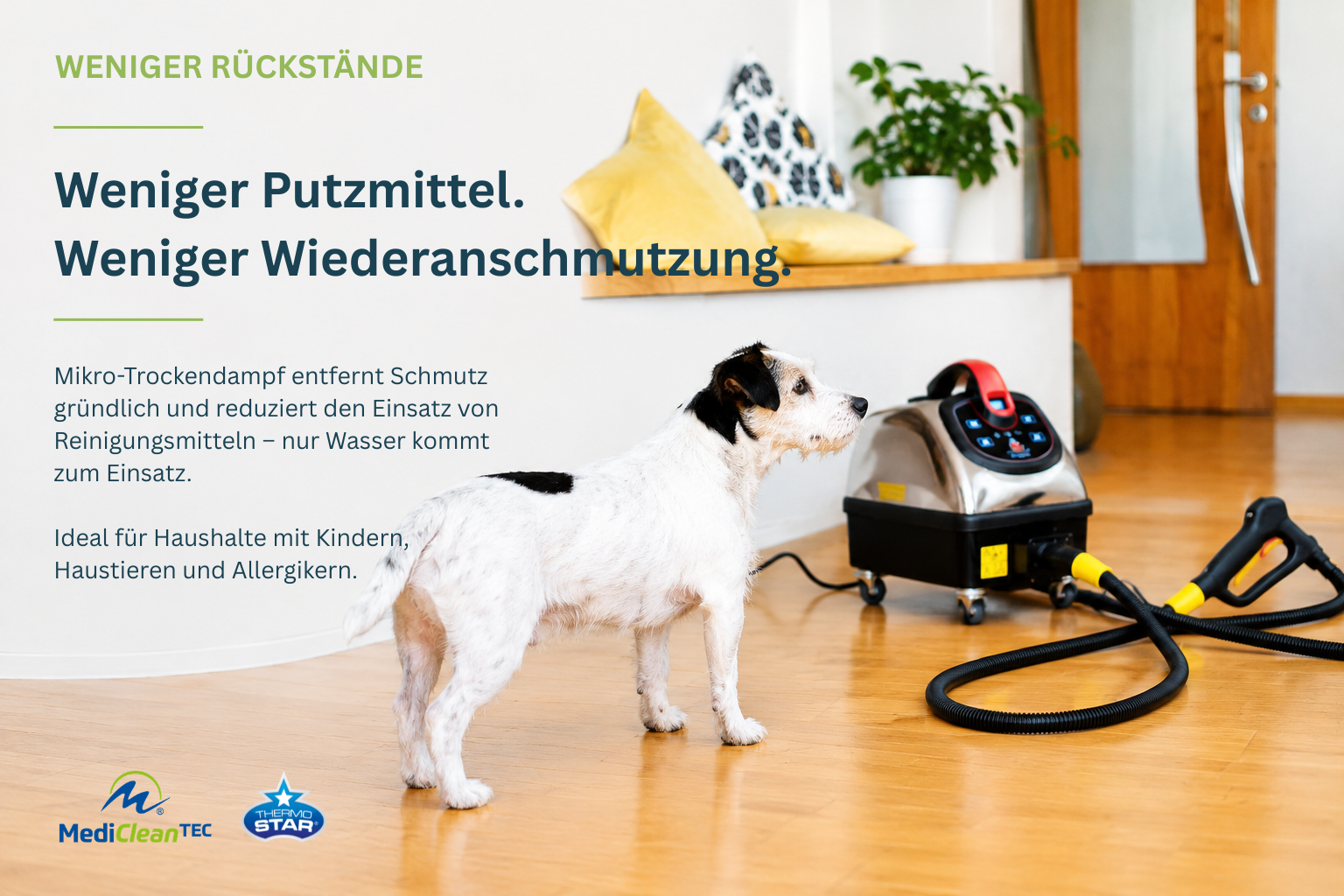 Vergleich einer Oberfläche mit und ohne Reinigungsmittelrückstände